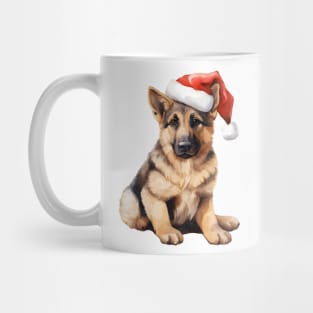 German Shepherd Dog in Santa Hat Mug